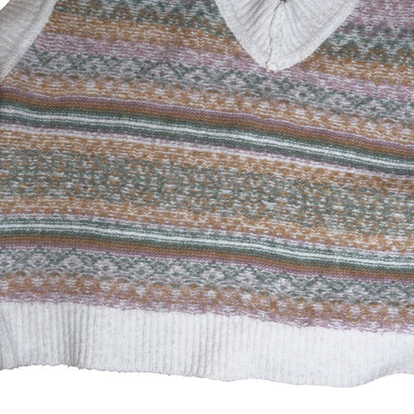 Hippie Rose Womens Medium Sweater Vest Cream Fair Isle V-Neck Sleeveless Cropped - Picture 10 of 11